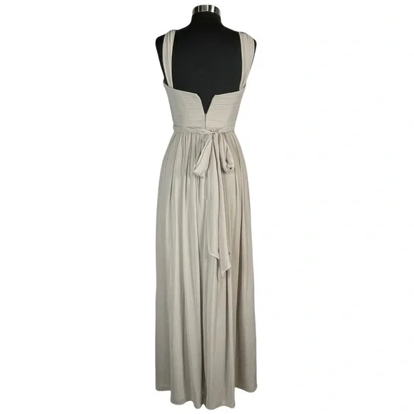 WATTERS MICAH SANDSTONE CRINKLE CHIFFON A LINE HALTER BRIDESMAID FORMAL GOWN - Picture 4 of 16